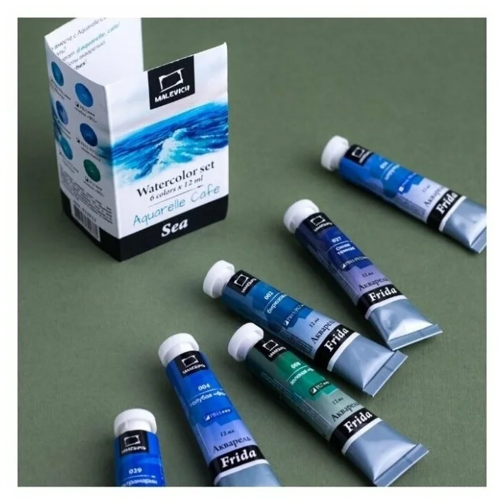 Набор акварели Малевичъ Frida, Sea, 6 цветов по 12 мл